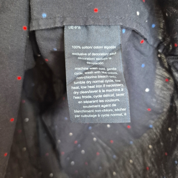 🍁Tommy Hilfiger Women’s Navy Dot Print Half-Zip Blouse – Size Large - Picture 3 of 4